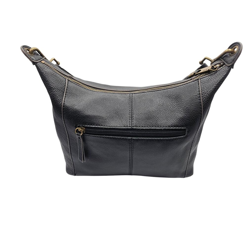 The Sak Women's Shoulder Bag‎ Black Vegan Leather Zipper Pockets Medium